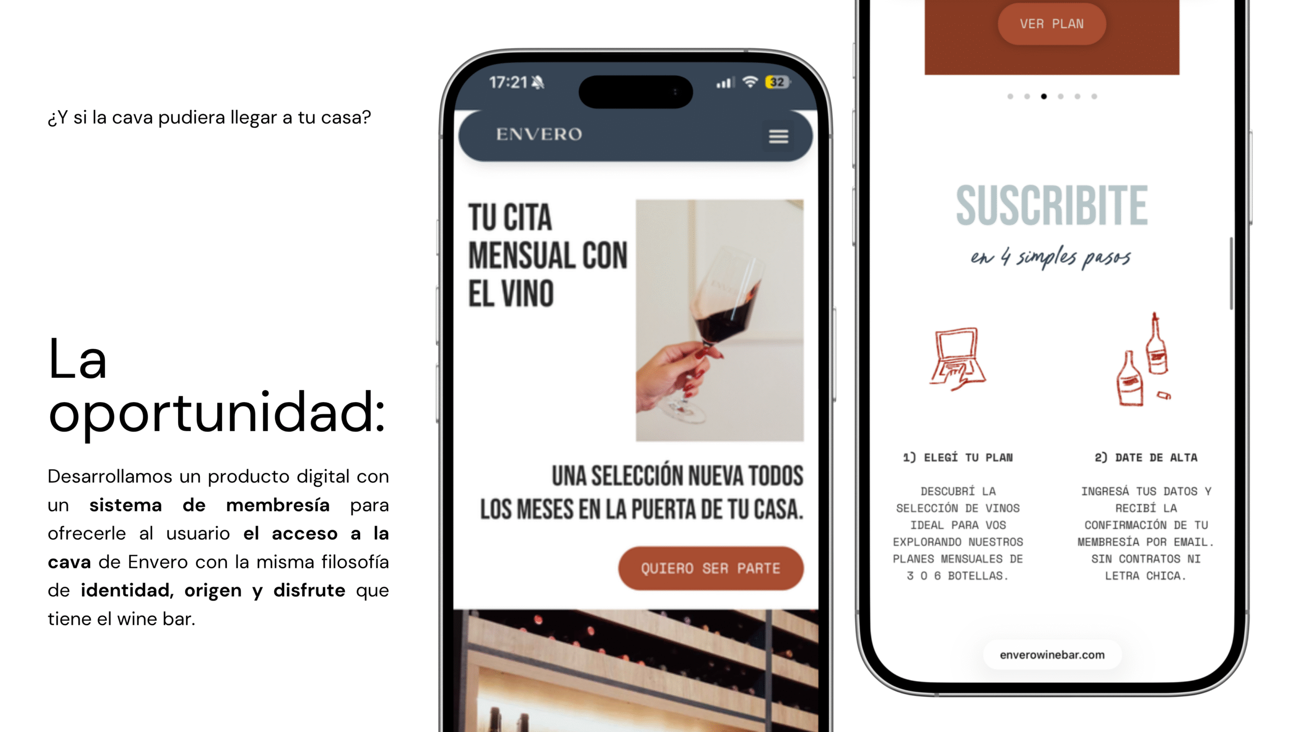 Cliente Envero Wine Bar version mobile