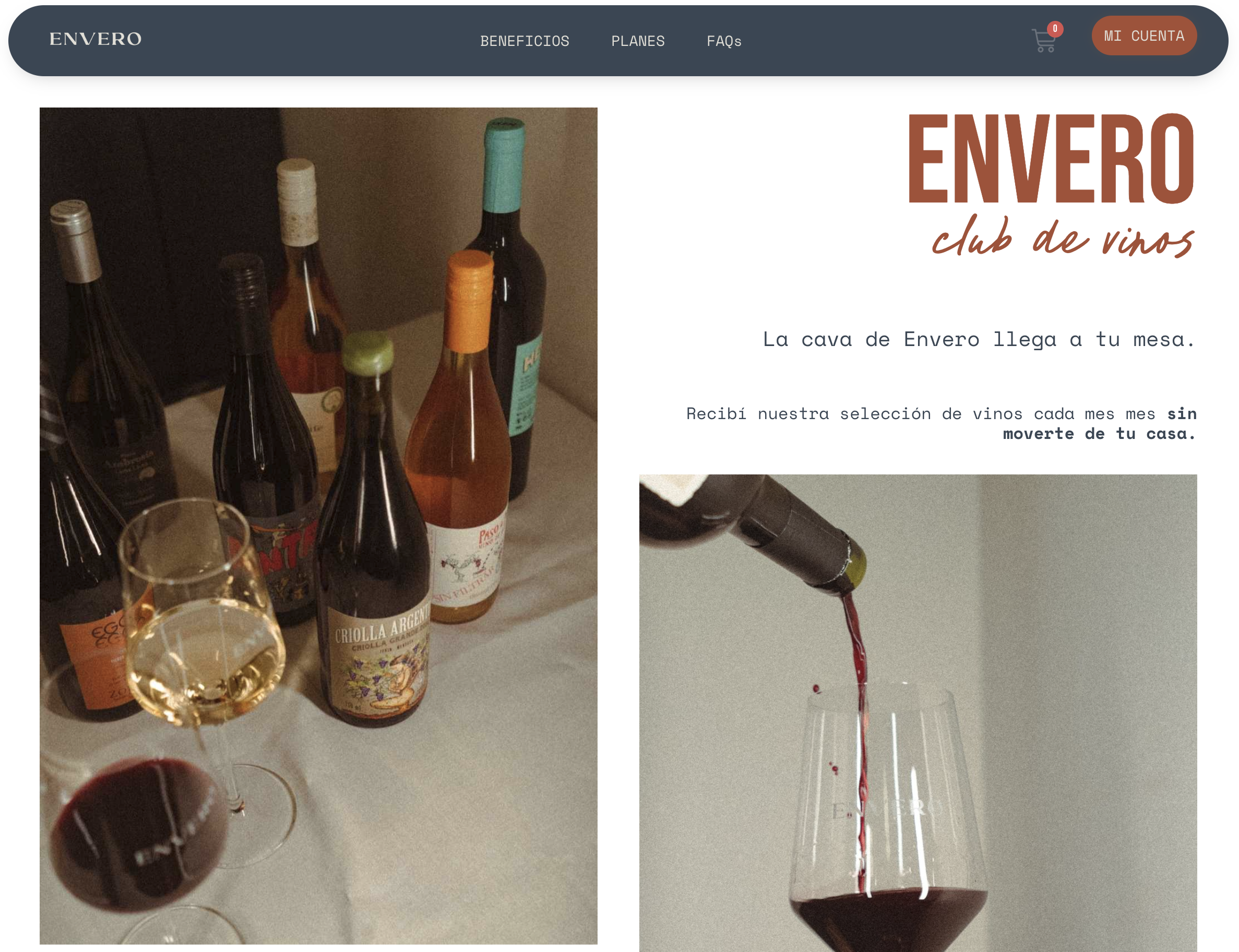 Diseño web ejemplo- Envero club de vino